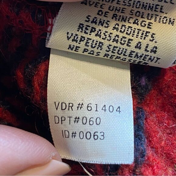 Eddie Bauer Vintage Wool Blend Front Zip Red Tweed Cardigan Sweater Size Large - Picture 5 of 10